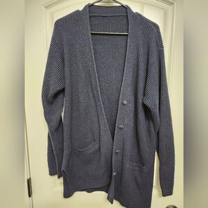 Chunky Knit Women's Navy Blue Cardigan Sweater